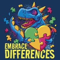 Autism Dinosaur Holding Puzzle Heart USA-Made Doggie Bandana