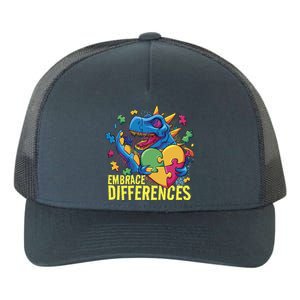 Autism Dinosaur Holding Puzzle Heart Yupoong Adult 5-Panel Trucker Hat