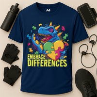 Autism Dinosaur Holding Puzzle Heart Cooling Performance Crew T-Shirt