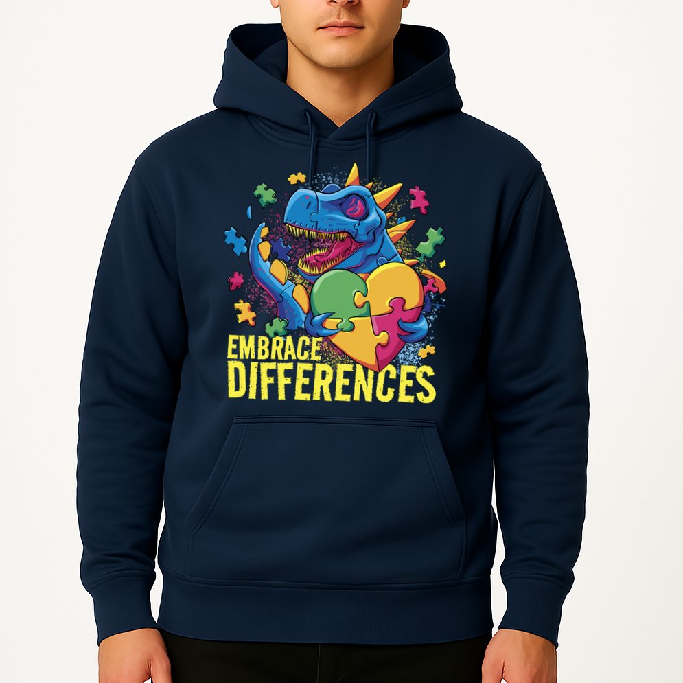 Autism Dinosaur Holding Puzzle Heart Hoodie