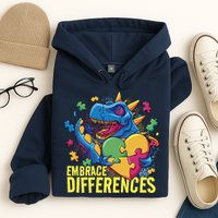 Autism Dinosaur Holding Puzzle Heart Hoodie