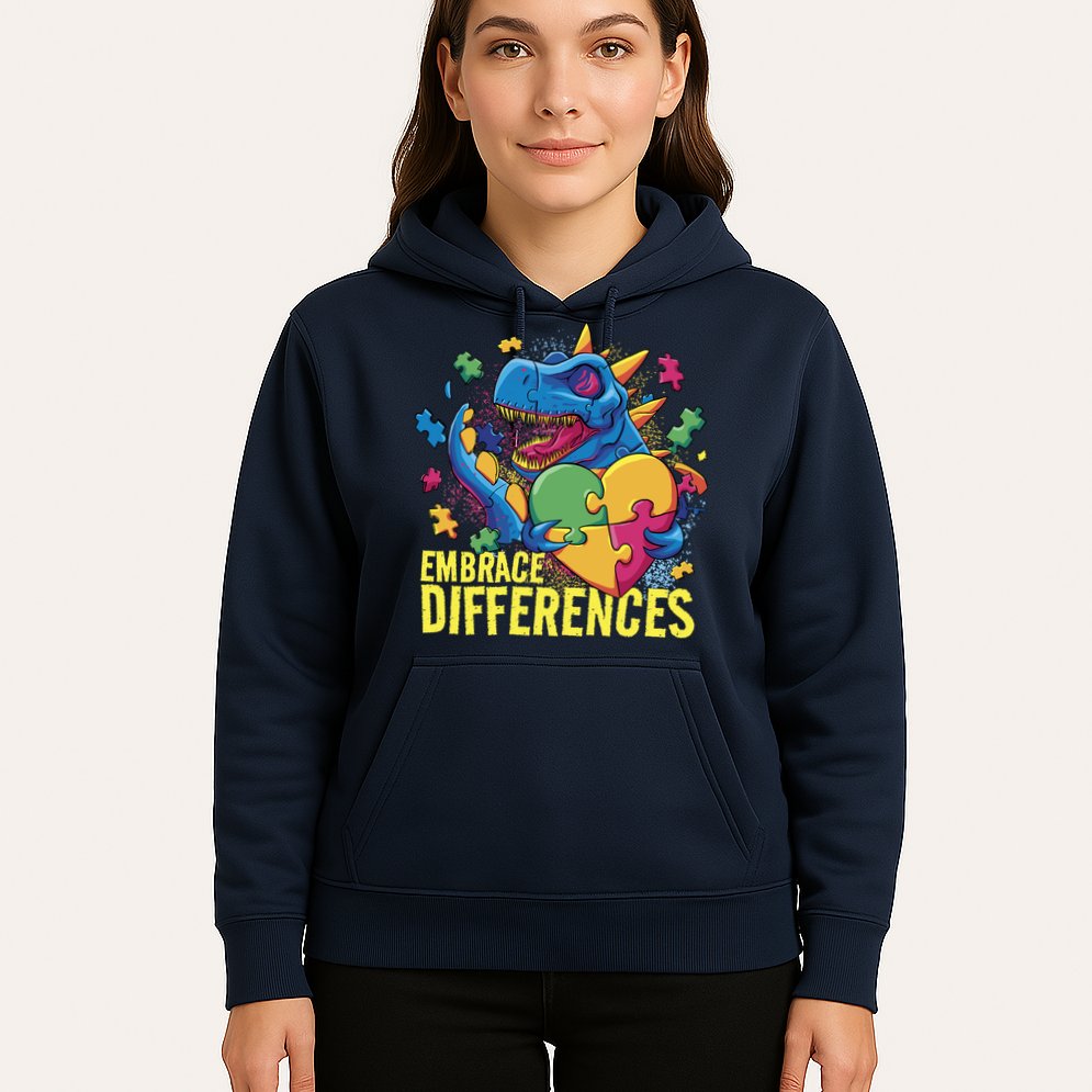 Autism Dinosaur Holding Puzzle Heart Hoodie