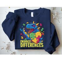 Autism Dinosaur Holding Puzzle Heart Sweatshirt