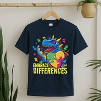 Autism Dinosaur Holding Puzzle Heart T-Shirt
