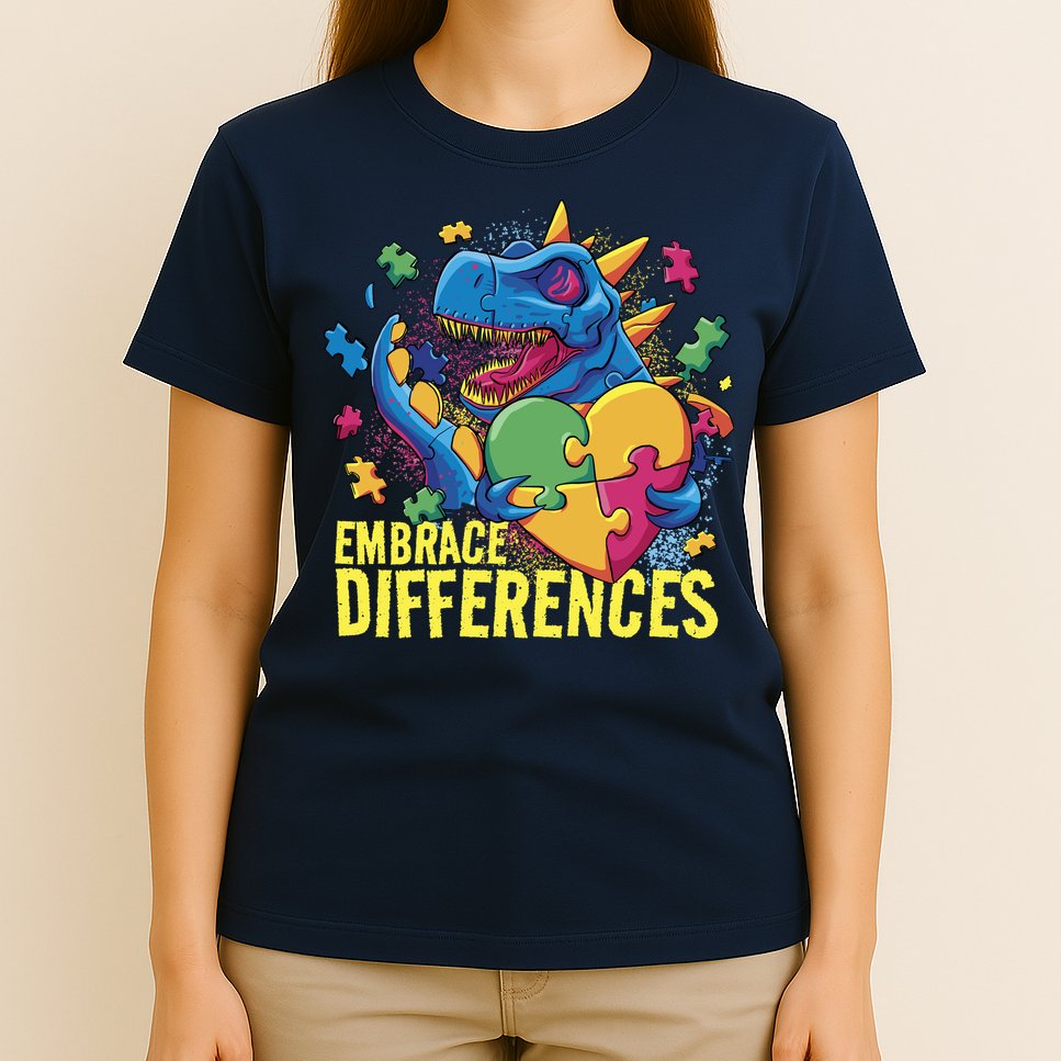 Autism Dinosaur Holding Puzzle Heart T-Shirt