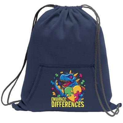 Autism Dinosaur Holding Puzzle Heart Sweatshirt Cinch Pack Bag