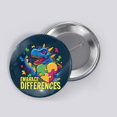 Autism Dinosaur Holding Puzzle Heart Button