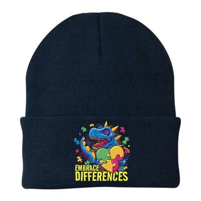 Autism Dinosaur Holding Puzzle Heart Knit Cap Winter Beanie