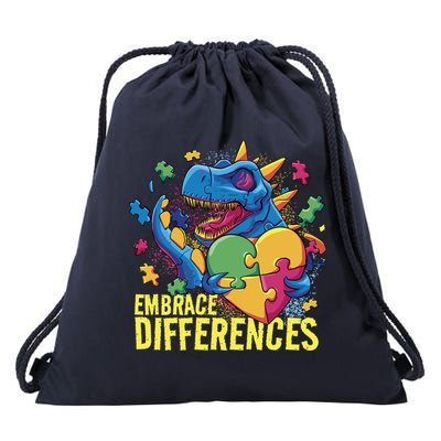 Autism Dinosaur Holding Puzzle Heart Drawstring Bag