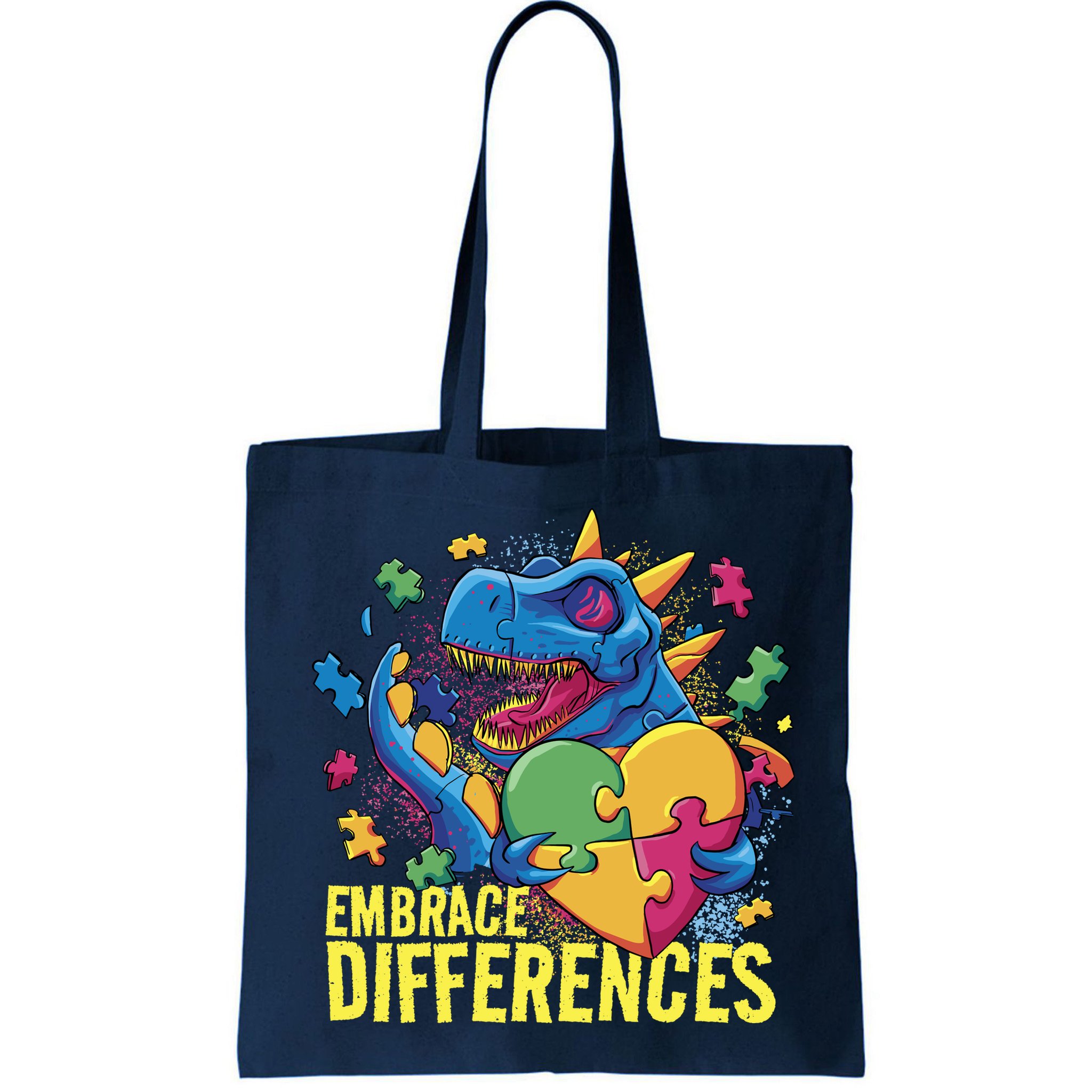 Autism Dinosaur Holding Puzzle Heart Bag