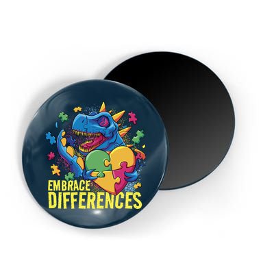 Autism Dinosaur Holding Puzzle Heart Magnet