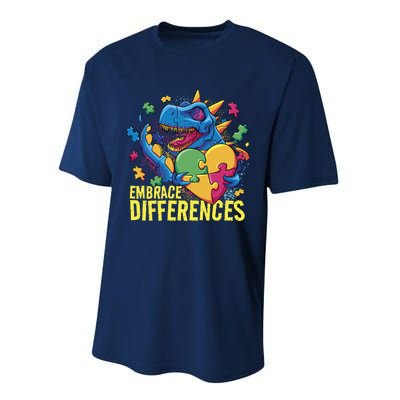 Autism Dinosaur Holding Puzzle Heart Performance Sprint T-Shirt