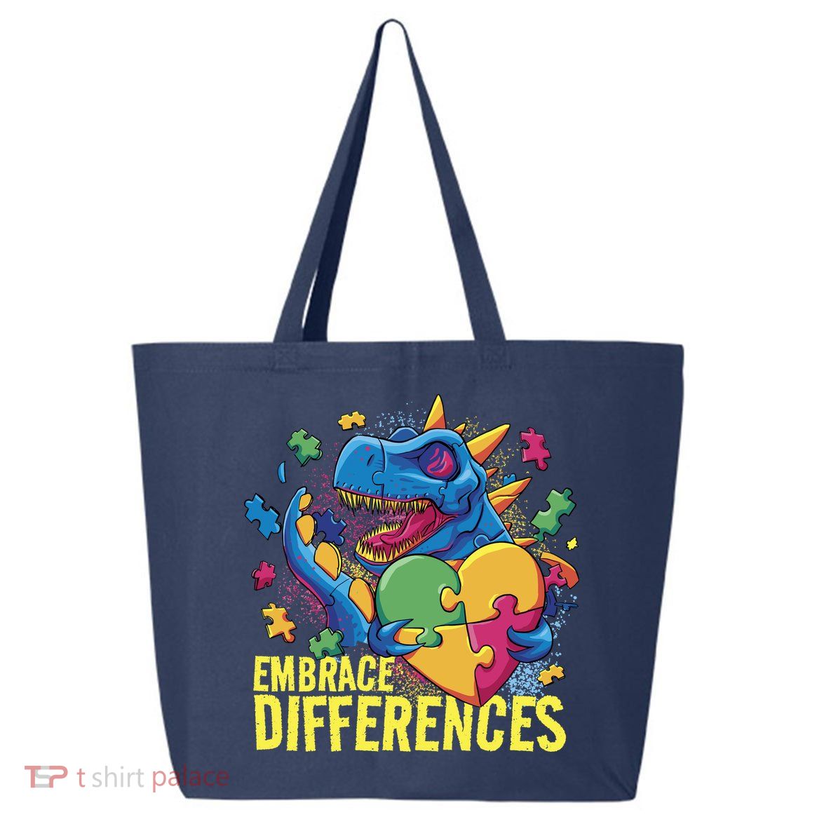 Autism Dinosaur Holding Puzzle Heart 25L Jumbo Tote