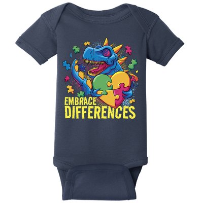 Autism Dinosaur Holding Puzzle Heart Baby Bodysuit