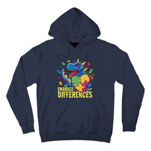 Autism Dinosaur Holding Puzzle Heart Tall Hoodie