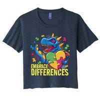 Autism Dinosaur Holding Puzzle Heart Crop Top
