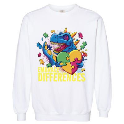 Autism Dinosaur Holding Puzzle Heart Garment-Dyed Sweatshirt