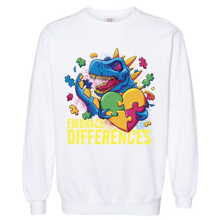 Autism Dinosaur Holding Puzzle Heart Garment-Dyed Sweatshirt