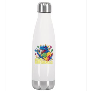 Autism Dinosaur Holding Puzzle Heart Stainless Steel Insulated Water Bottle