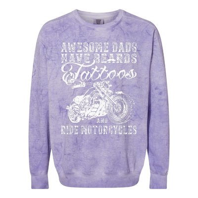 awesome dads have tattoo beards ride motorcycles fars day Colorblast Crewneck Sweatshirt