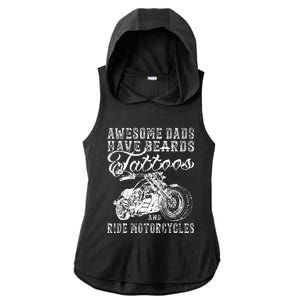 awesome dads have tattoo beards ride motorcycles fars day Ladies PosiCharge Tri-Blend Wicking Draft Hoodie Tank