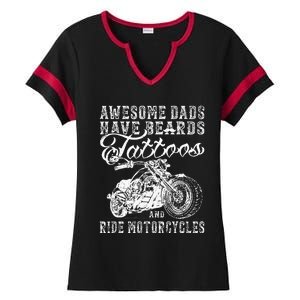 awesome dads have tattoo beards ride motorcycles fars day Ladies Halftime Notch Neck Tee