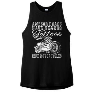 awesome dads have tattoo beards ride motorcycles fars day Ladies PosiCharge Tri-Blend Wicking Tank