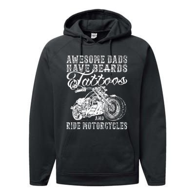 awesome dads have tattoo beards ride motorcycles fars day Performance Fleece Hoodie