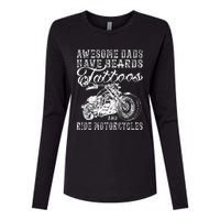 awesome dads have tattoo beards ride motorcycles fars day Womens Cotton Relaxed Long Sleeve T-Shirt