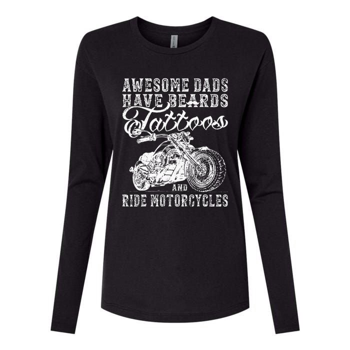 awesome dads have tattoo beards ride motorcycles fars day Womens Cotton Relaxed Long Sleeve T-Shirt