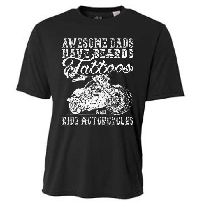 awesome dads have tattoo beards ride motorcycles fars day Cooling Performance Crew T-Shirt