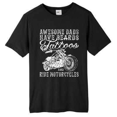 awesome dads have tattoo beards ride motorcycles fars day Tall Fusion ChromaSoft Performance T-Shirt