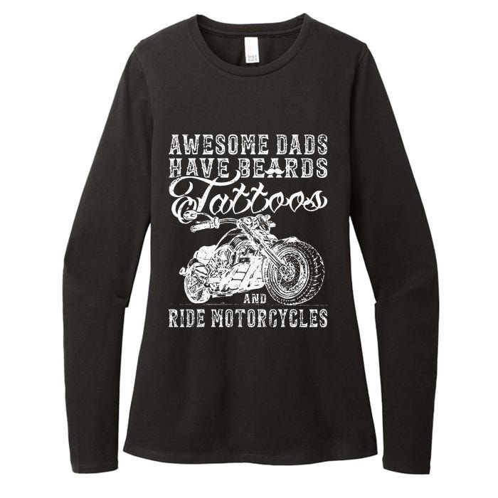 awesome dads have tattoo beards ride motorcycles fars day Womens CVC Long Sleeve Shirt