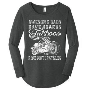 awesome dads have tattoo beards ride motorcycles fars day Women's Perfect Tri Tunic Long Sleeve Shirt