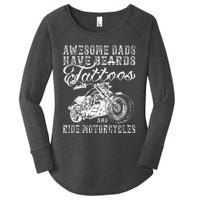 awesome dads have tattoo beards ride motorcycles fars day Women's Perfect Tri Tunic Long Sleeve Shirt