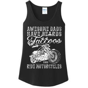 awesome dads have tattoo beards ride motorcycles fars day Ladies Essential Tank