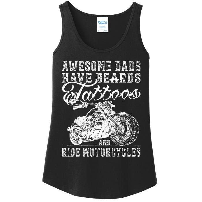 awesome dads have tattoo beards ride motorcycles fars day Ladies Essential Tank