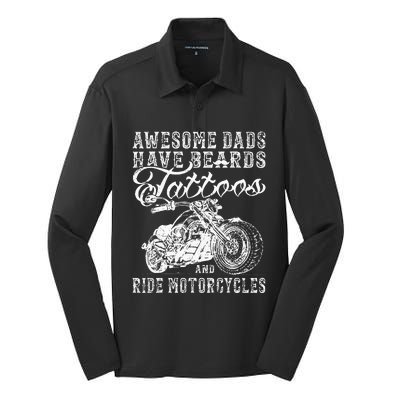 awesome dads have tattoo beards ride motorcycles fars day Silk Touch Performance Long Sleeve Polo