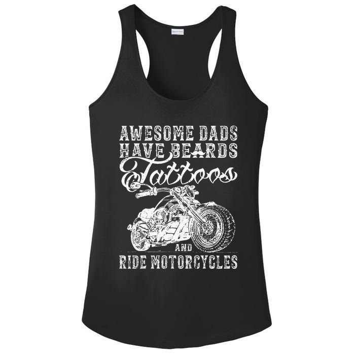 awesome dads have tattoo beards ride motorcycles fars day Ladies PosiCharge Competitor Racerback Tank