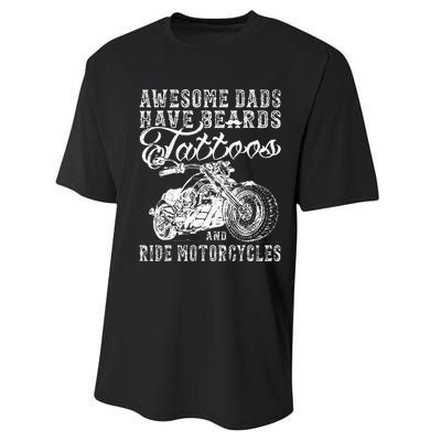 awesome dads have tattoo beards ride motorcycles fars day Performance Sprint T-Shirt