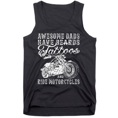 awesome dads have tattoo beards ride motorcycles fars day Tank Top