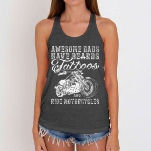 awesome dads have tattoo beards ride motorcycles fars day Women's Knotted Racerback Tank