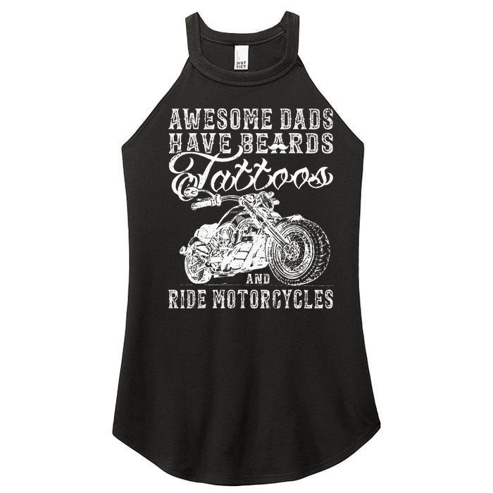 awesome dads have tattoo beards ride motorcycles fars day Women's Perfect Tri Rocker Tank