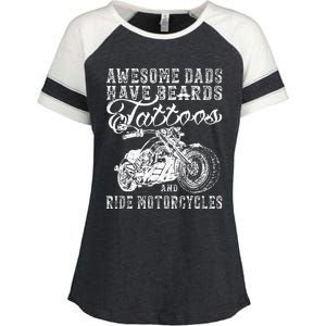 awesome dads have tattoo beards ride motorcycles fars day Enza Ladies Jersey Colorblock Tee