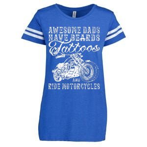 awesome dads have tattoo beards ride motorcycles fars day Enza Ladies Jersey Football T-Shirt