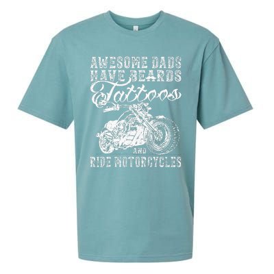 awesome dads have tattoo beards ride motorcycles fars day Sueded Cloud Jersey T-Shirt