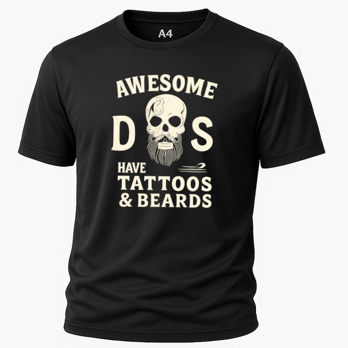 Awesome Dads Have Tattoos & Beards Cooling Performance Crew T-Shirt