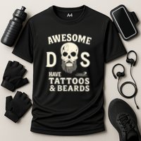 Awesome Dads Have Tattoos & Beards Cooling Performance Crew T-Shirt