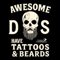 Awesome Dads Have Tattoos & Beards Drawstring Bag