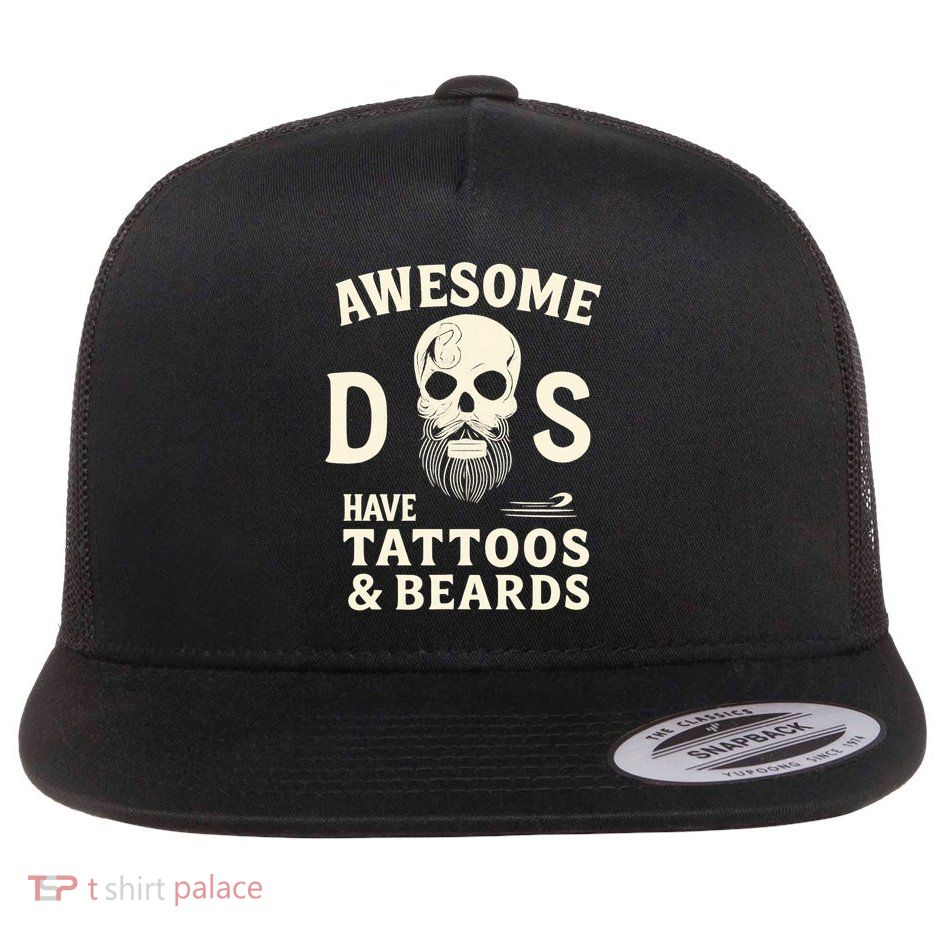 Awesome Dads Have Tattoos & Beards Flatbill Hat